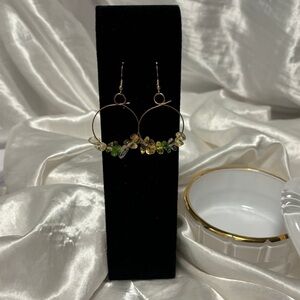 Sparkling Crystals - Gold Hoop Earrings With Crystal Earrings